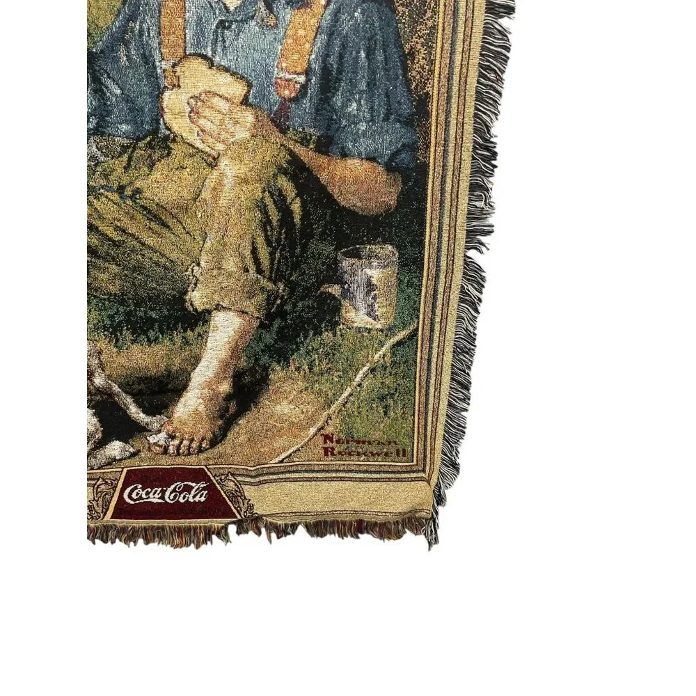 Coca-Cola‎ Woven Throw Blanket 48x54 Norman Rockwell Art